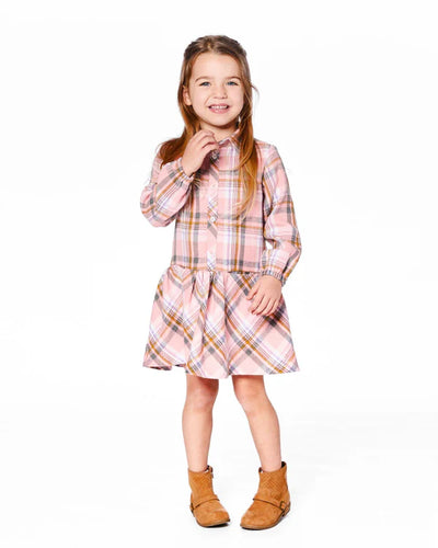Pink Plaid Shirt Dress w/ Frill
