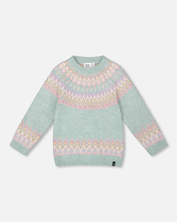 Norvegian Jacquard Sweater - Mineral Blue