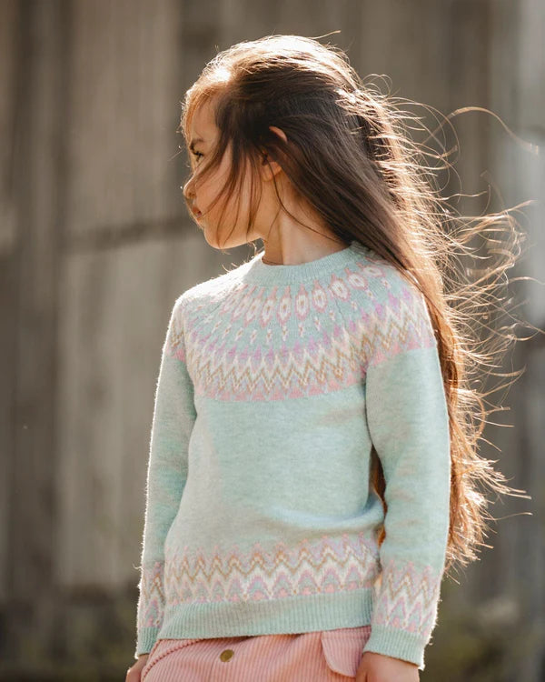 Norvegian Jacquard Sweater - Mineral Blue