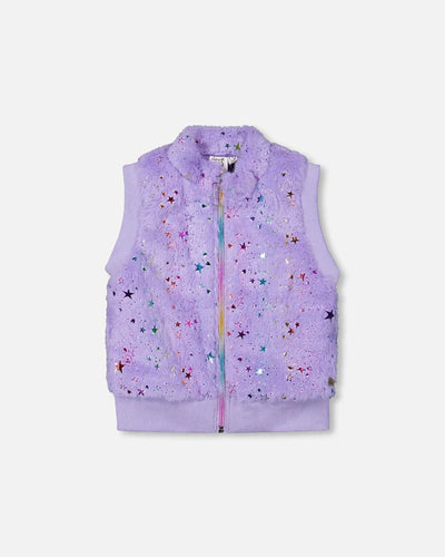 Lavender Faux Fur Zip-Up Vest