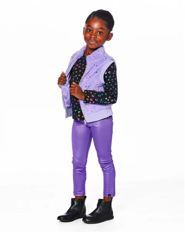 Lavender Faux Fur Zip-Up Vest