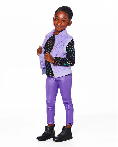Lavender Faux Fur Zip-Up Vest