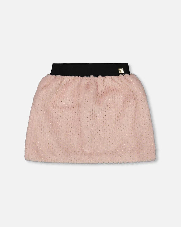 Silver Pink Faux Fur Skirt