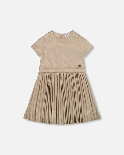 S/S Dress w/ Pleated Skirt - Nougat