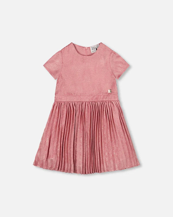 S/S Dress w/ Pleated Skirt - Silver Pink