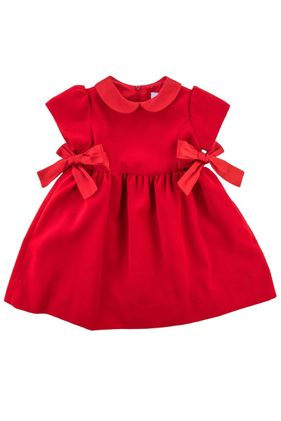 Florence Red Velvet Side Bow Dress