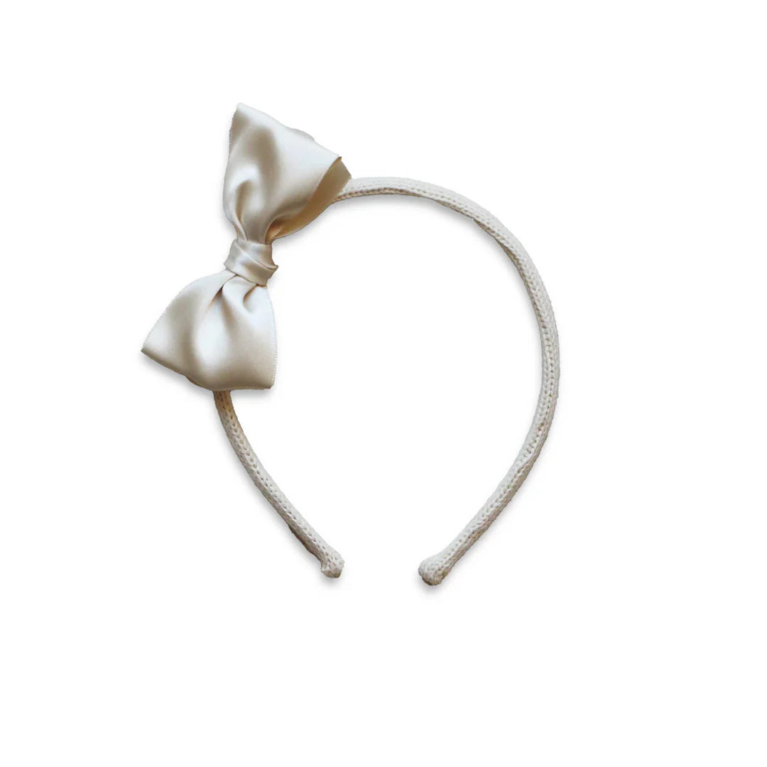 Evashouse Knit Satin Bow Headband