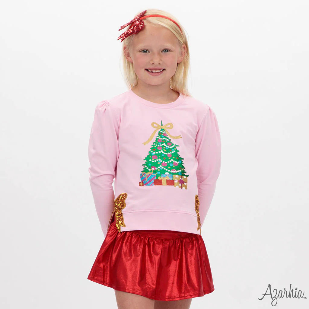 Pink Holly Sweatshirt - Glitter Christmas Tree