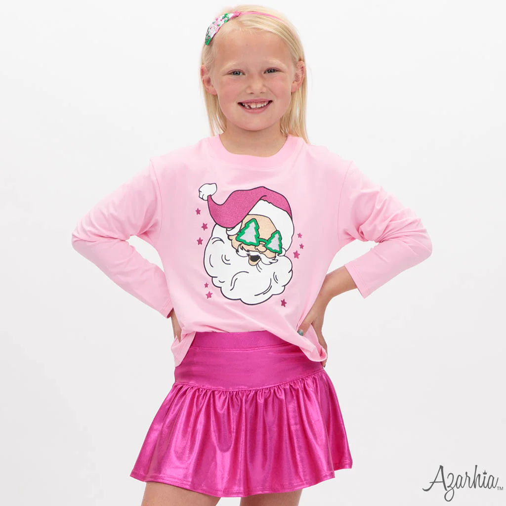 Pink L/S Shirt - Glitter Santa