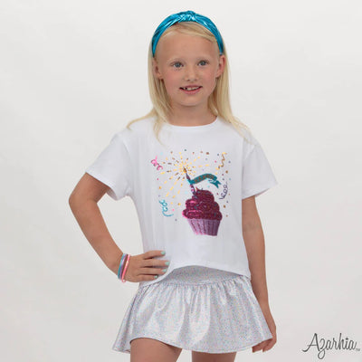 Sequin Birthday Cupcake Boxy Tee
