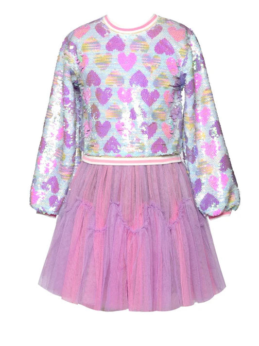 Hannah Banana Heart Sequined Two-fer Dress