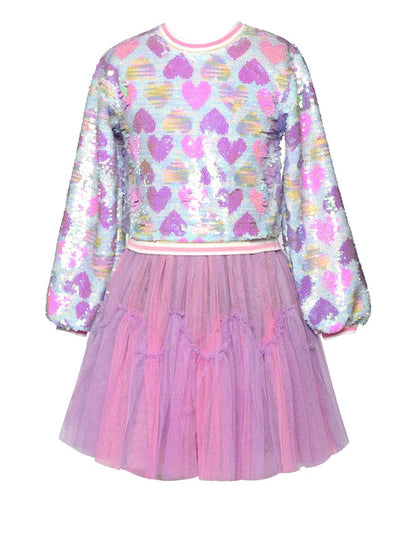 Hannah Banana Heart Sequined Two-fer Dress