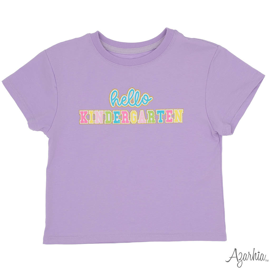 Lavender Boxy Tee - Hello Kindergarten