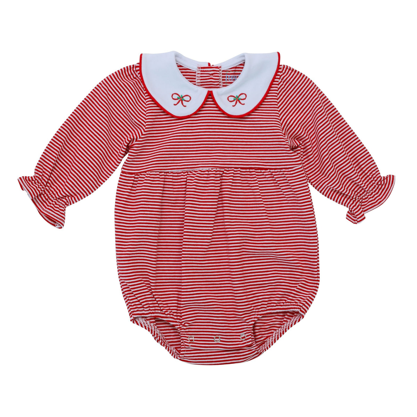 Red Stripe Girl Bubble - Christmas Bow