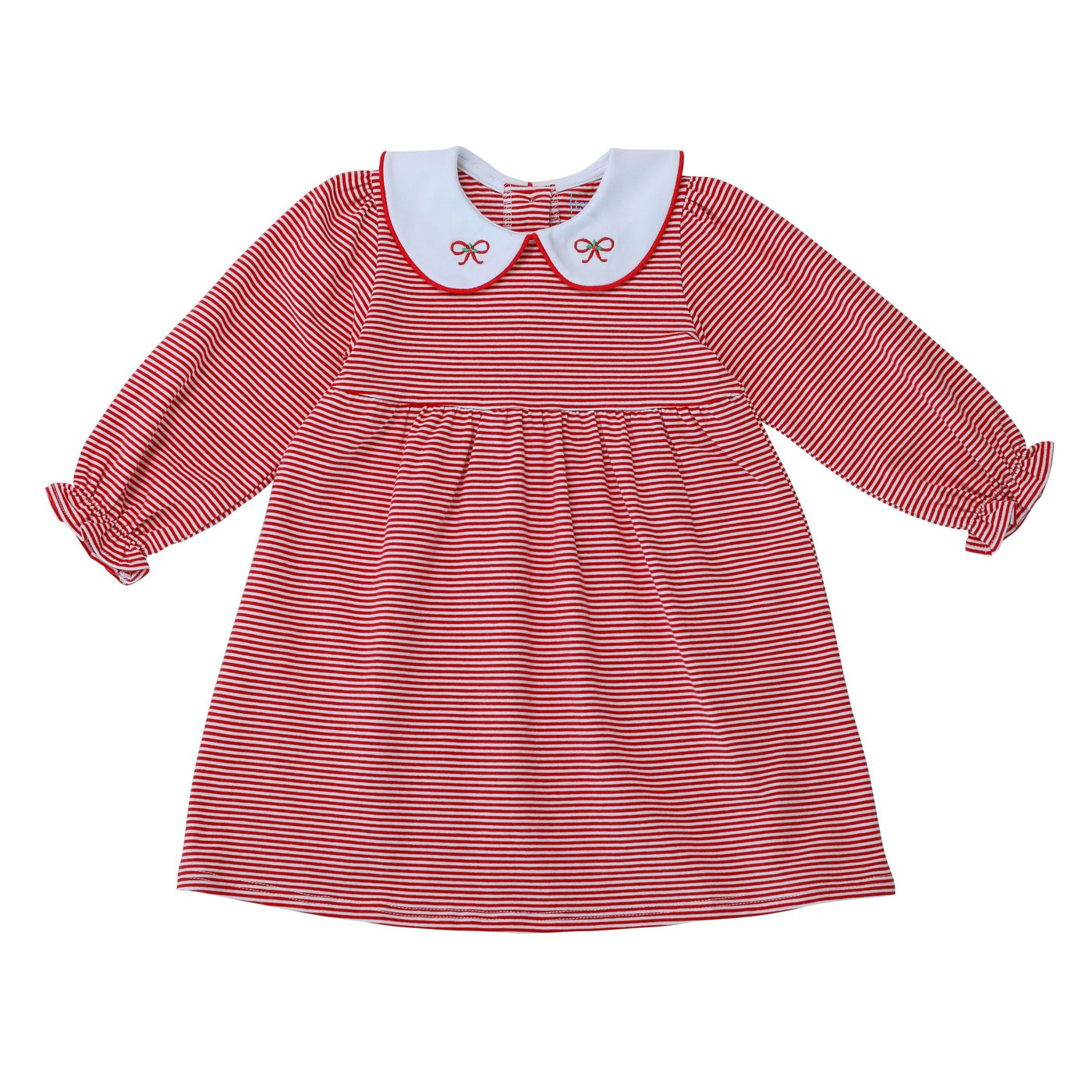 Red Stripe L/S Dress - Christmas Bow