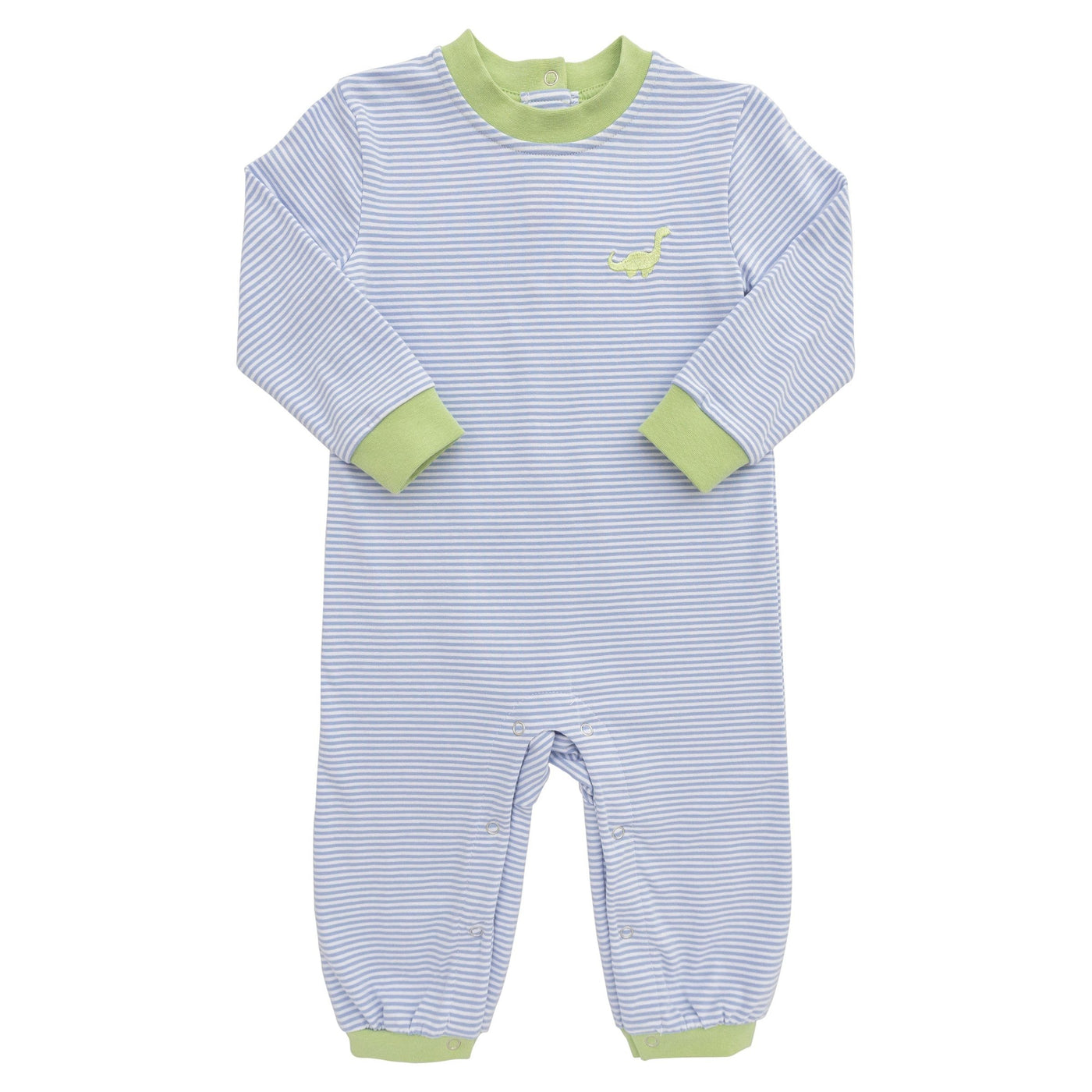Dinosaue Boy Romper - Light Blue Stripe