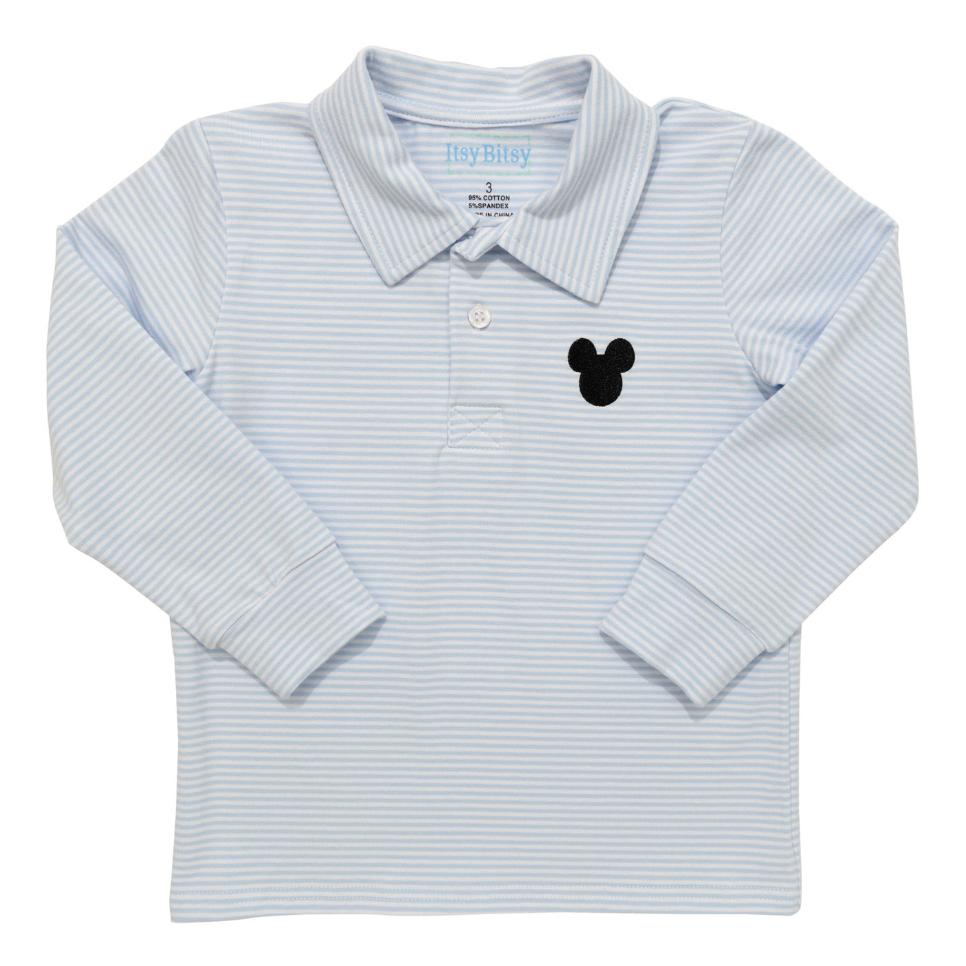 Light Blue Stripe L/S Polo - Mouse