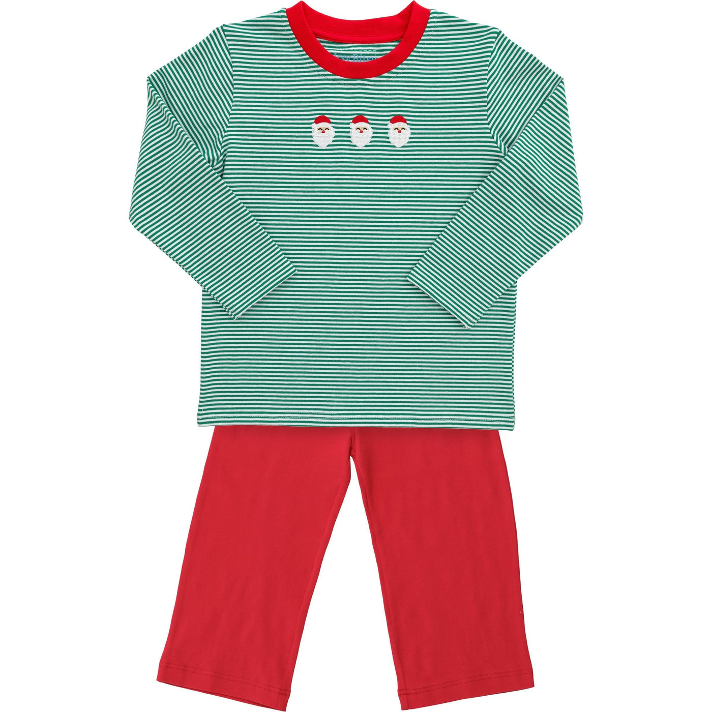 Green Stripe Pant Set - Santa