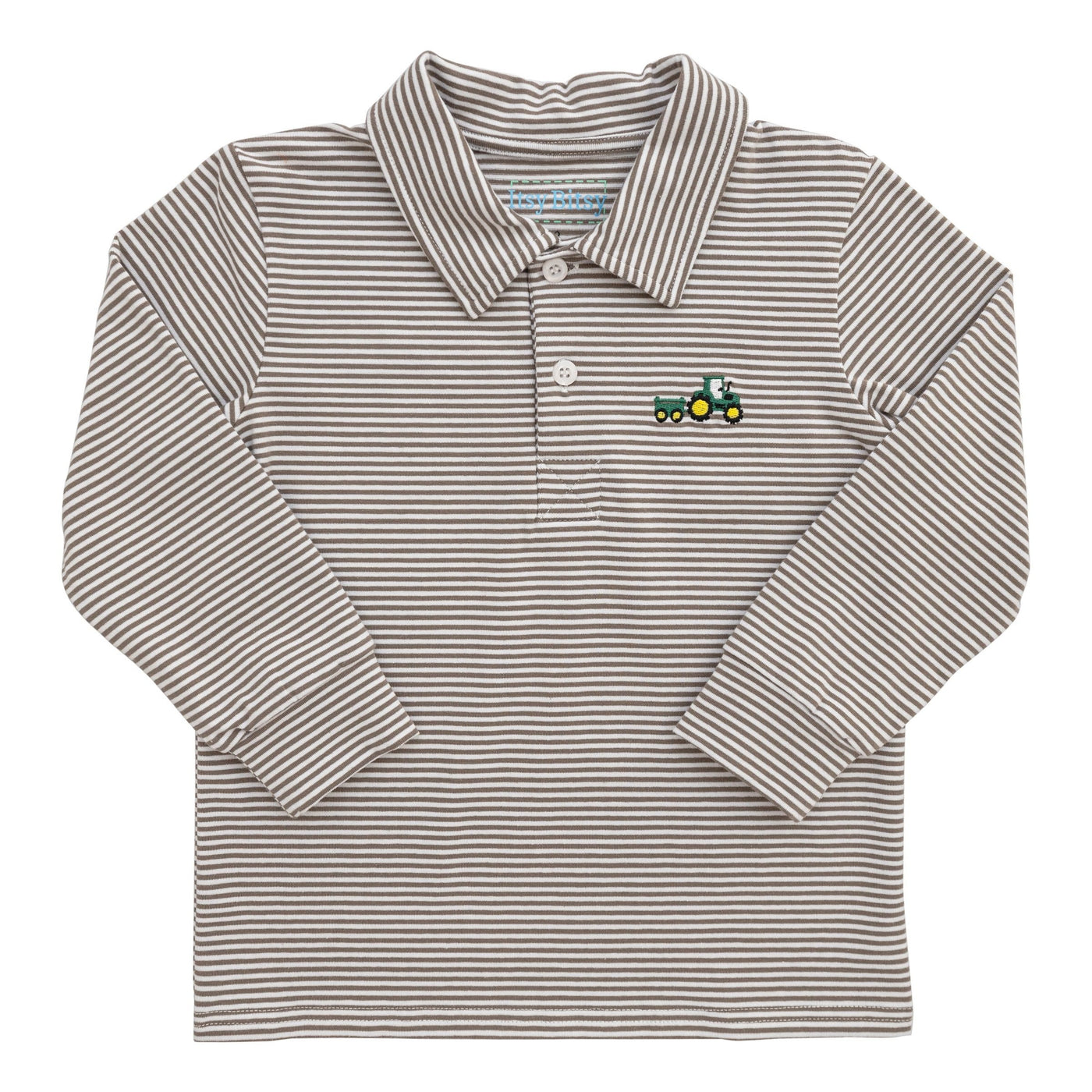 Brown Stripe L/S Polo - Tractor