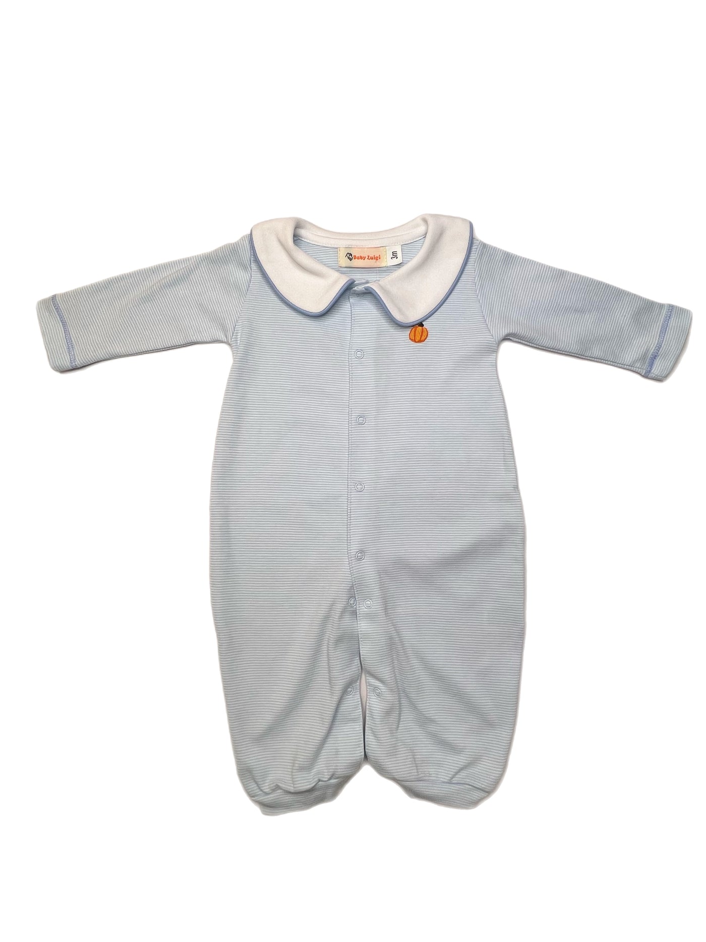 Luigi L/S Playsuit Blue White Stripe Pumpkin