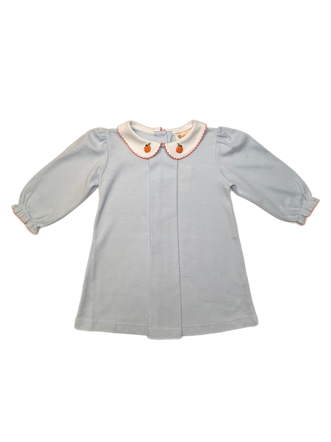 Luigi L/S Ruffle Dress Blue White Stripe Pumpkin