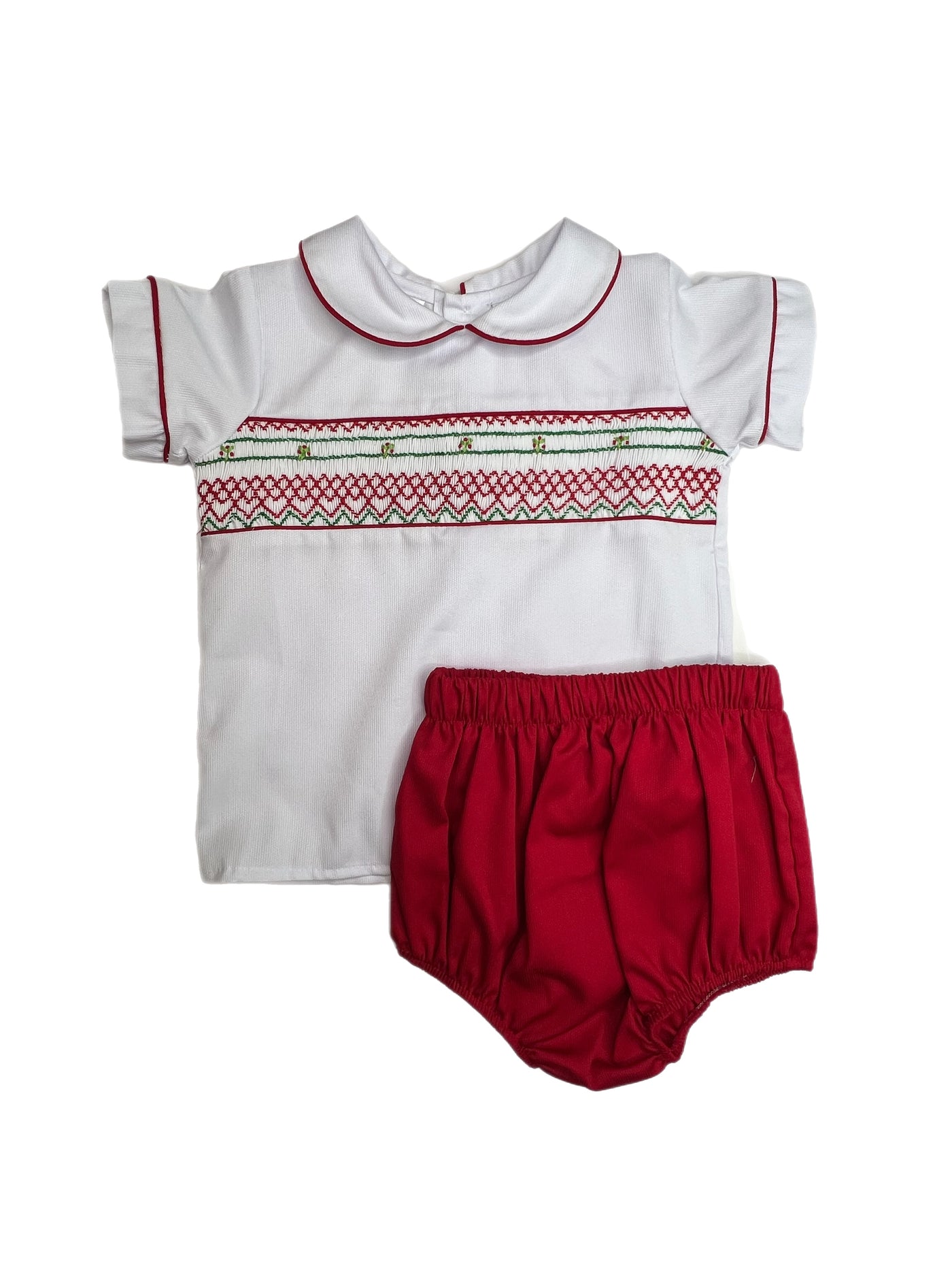 Lulu Bebe Champ Christmas Smock Bloomer Set