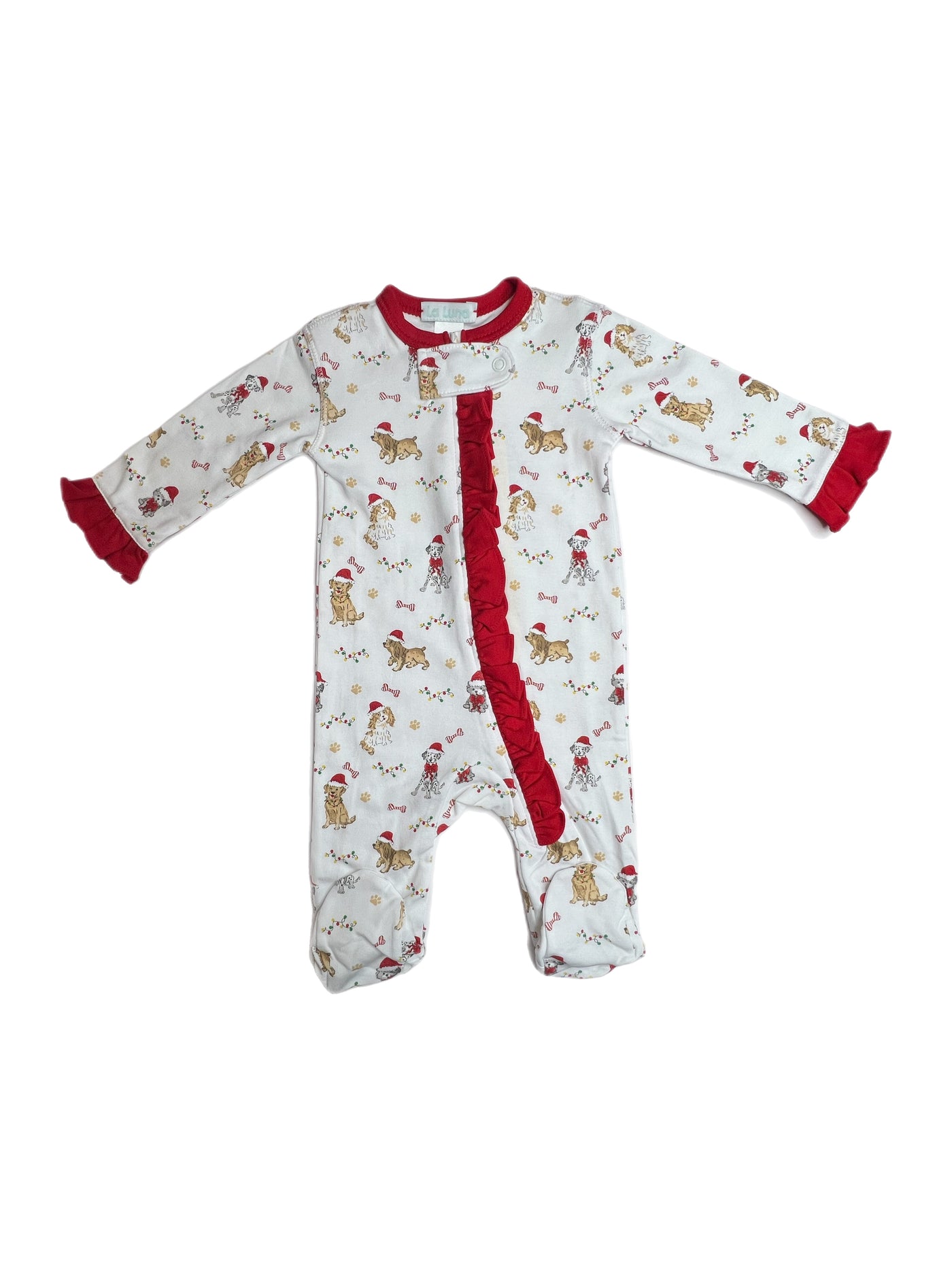 La Luna Girl Santa Pets Footie PJ