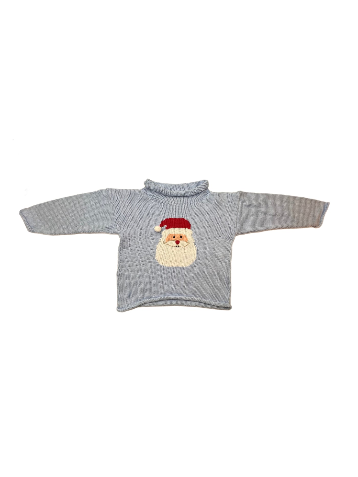 Luigi Rollneck Santa Head Sky Blue Sweater