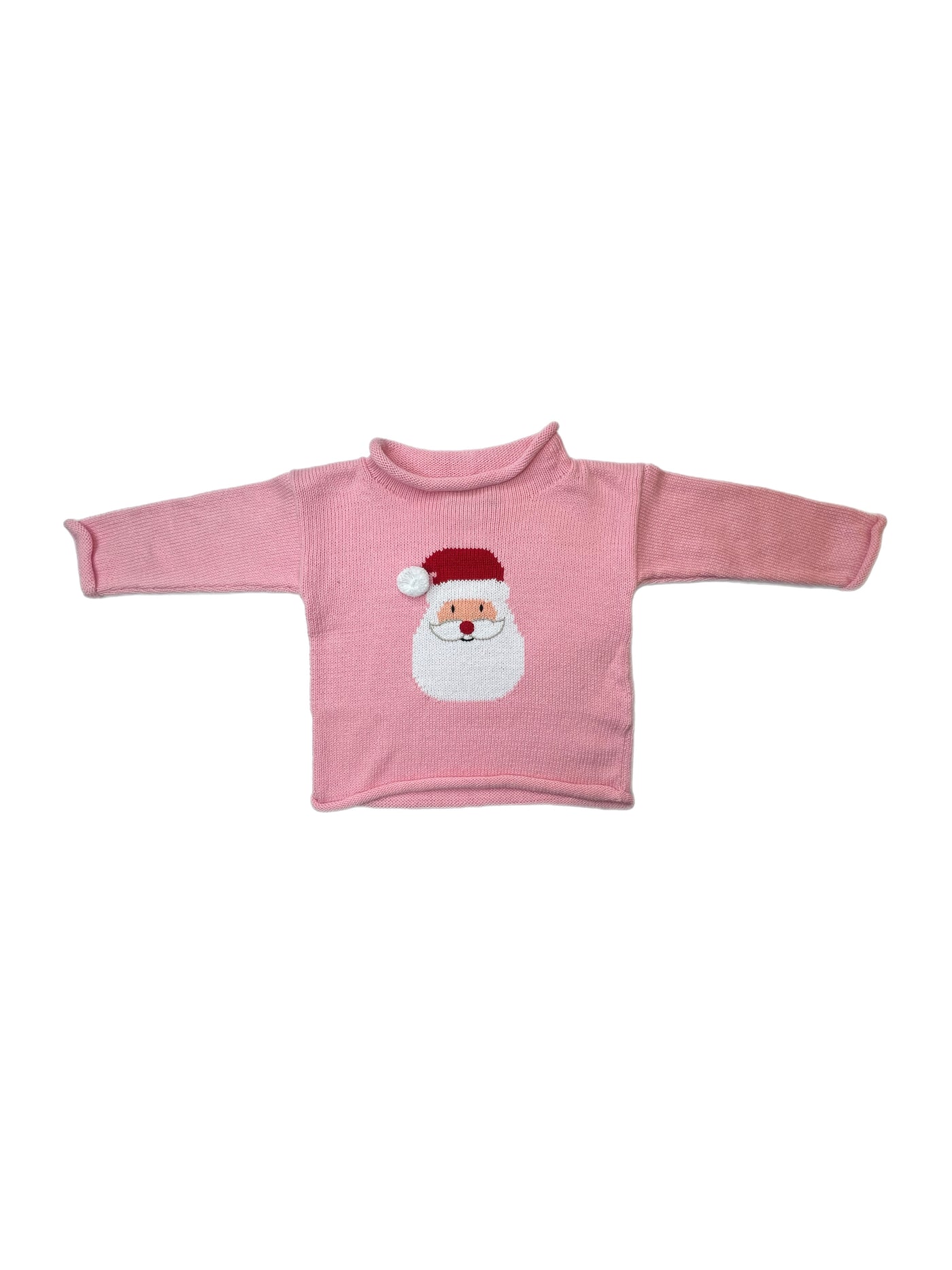 Luigi Rollneck Santa Head Pink Sweater