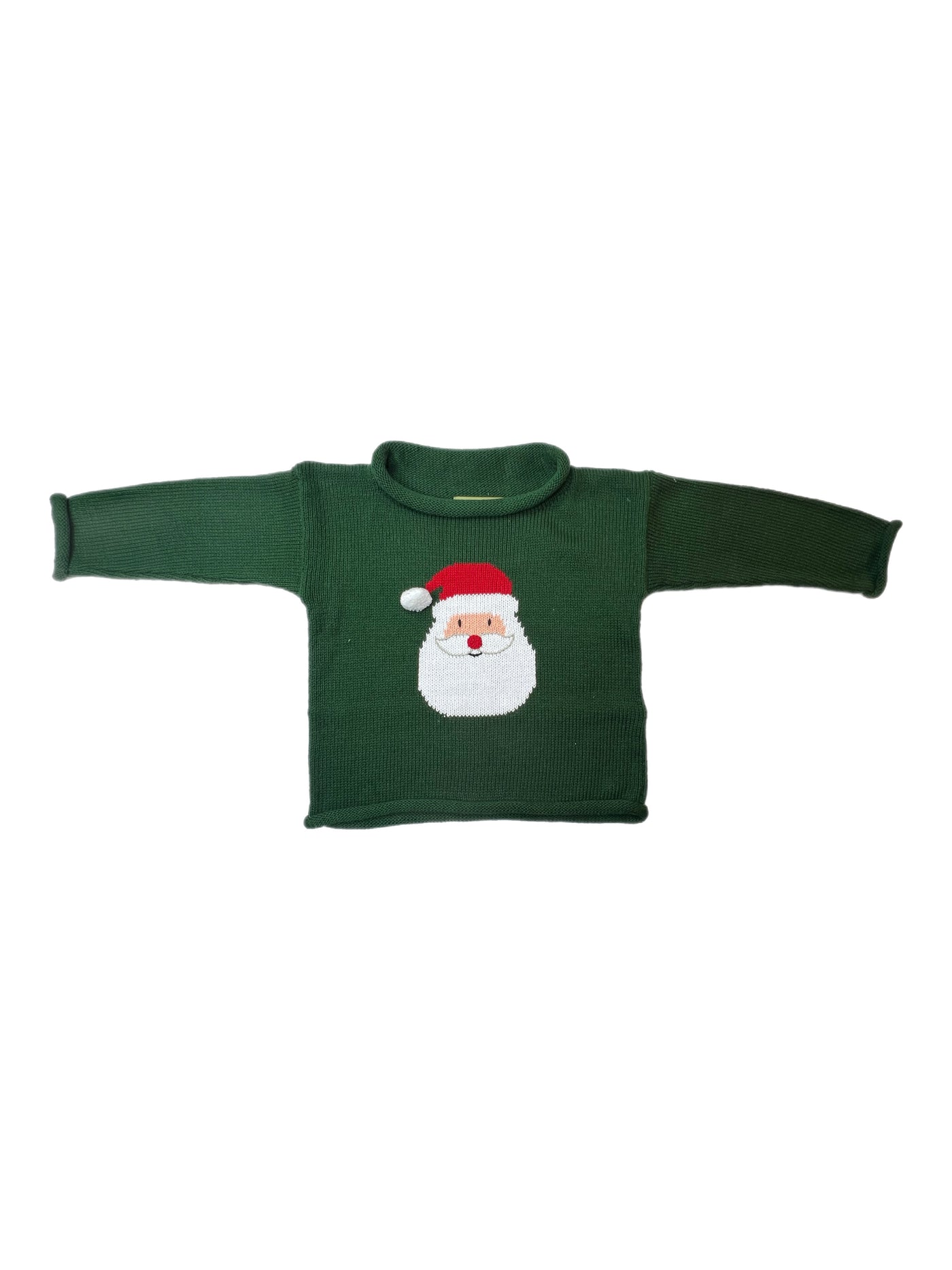 Luigi Rollneck Santa Head Hunter Green Sweater