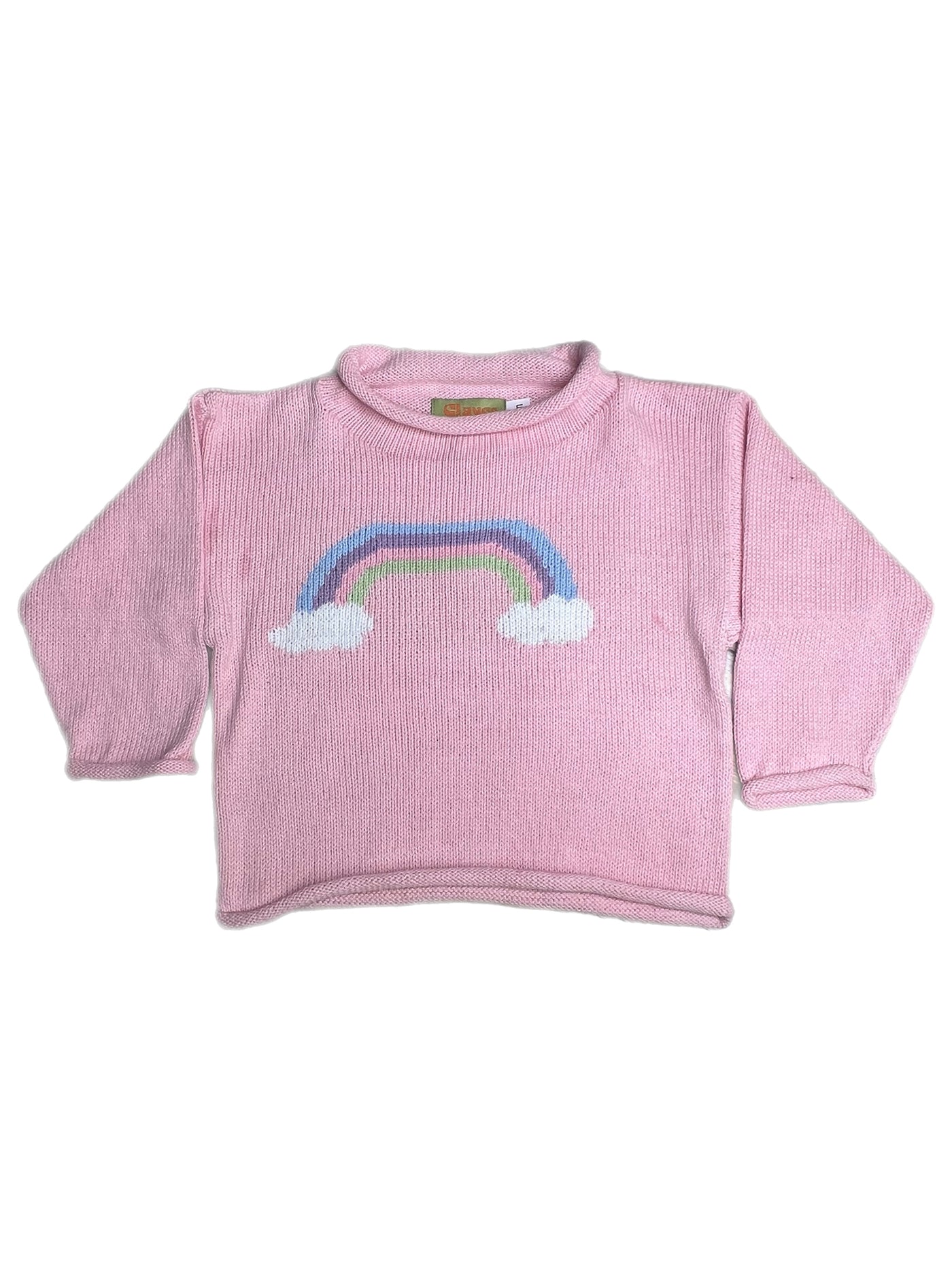 Pink Rainbow Clouds Roll Sweater