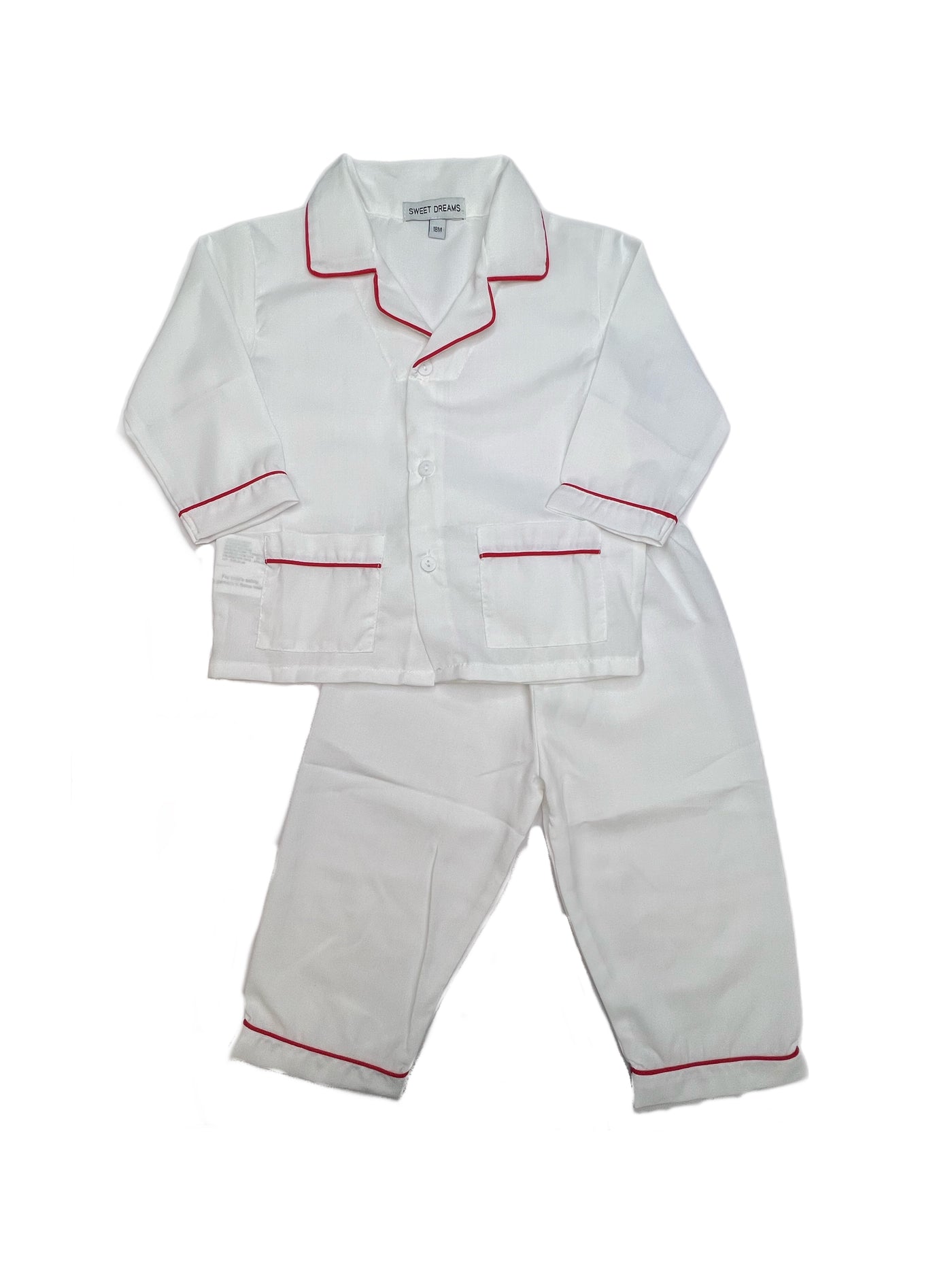 Sweet Dreams White w/ Red Trim  PJ Set