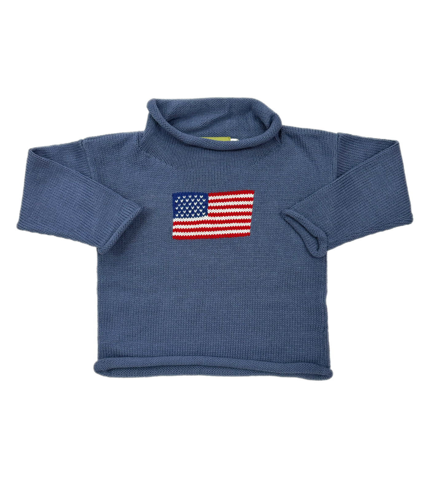 American Flag Steel Blue Rollneck Sweater