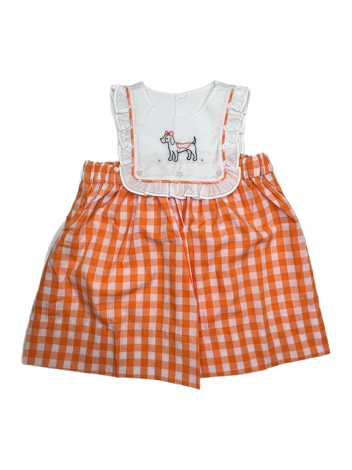 Southern Saturday Embroidered Orange Gingham Dress