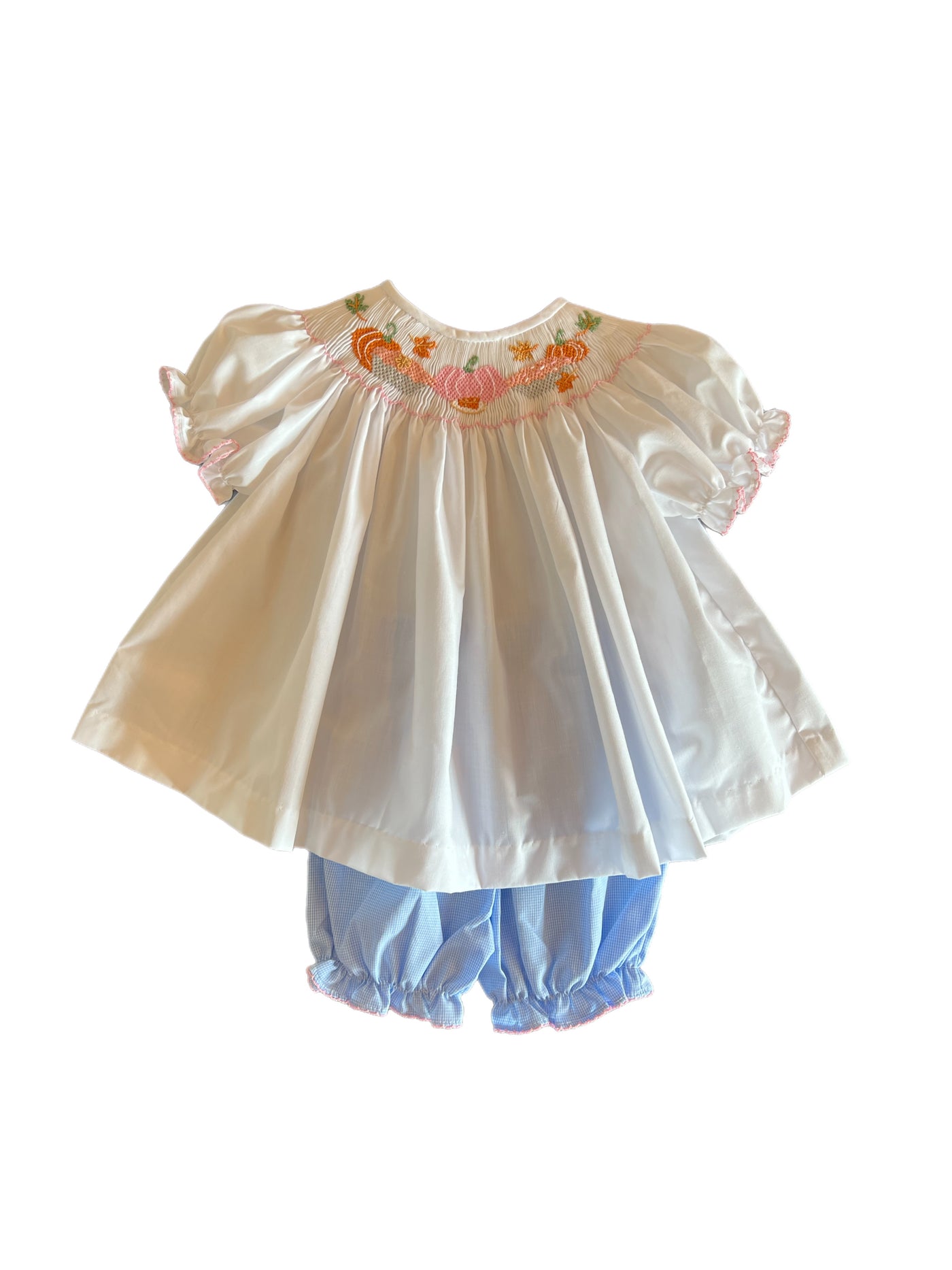 Lulu Bebe Emma Pumpkin Patch Smock Bloomer Set