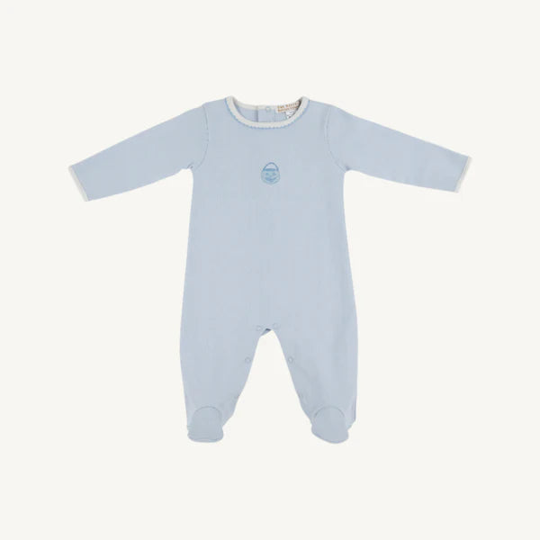 Rock Me Romper - Blue/ Pumpkin EMB