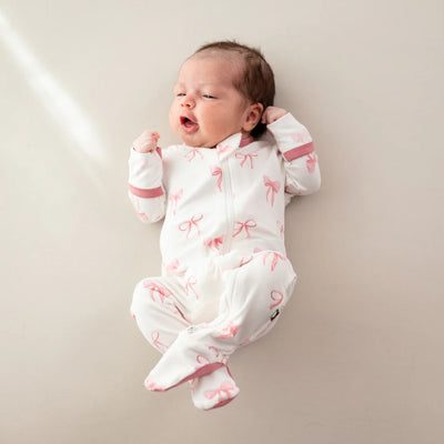 Kyte Zipper Footie - Bows