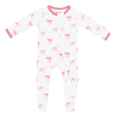 Kyte Zipper Footie - Bows