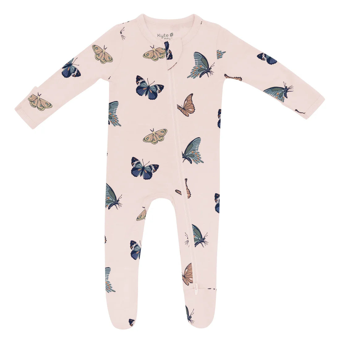Kyte Zipper Footie - Blush Butterfly