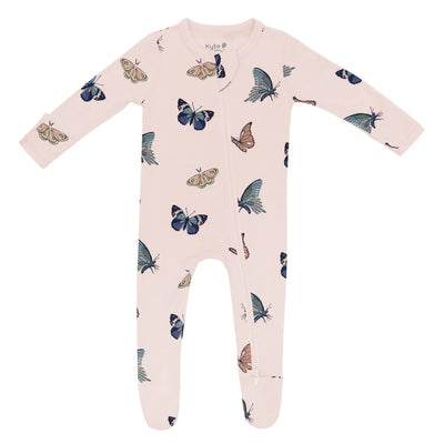 Kyte Zipper Footie - Blush Butterfly