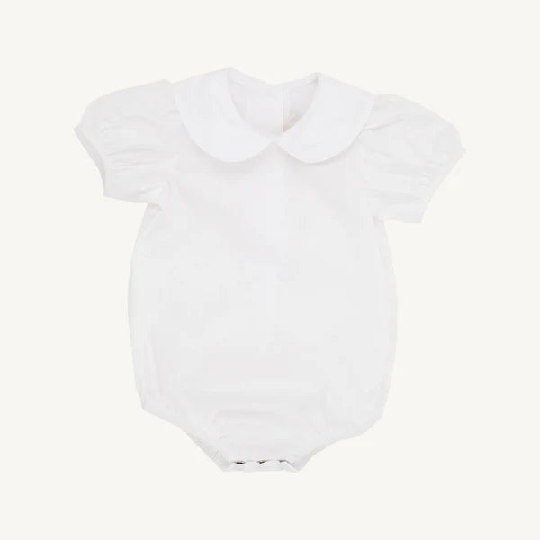 L/S Maude's Peter Pan Woven Onesie - Worth Ave White