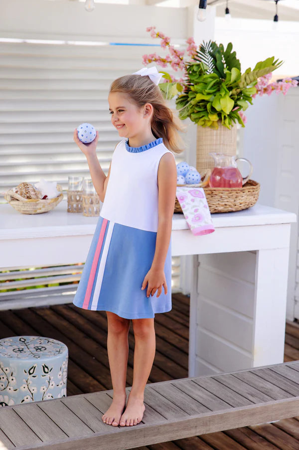 Lizzie's Luxe Leisure Dress - Pink, Blue & White
