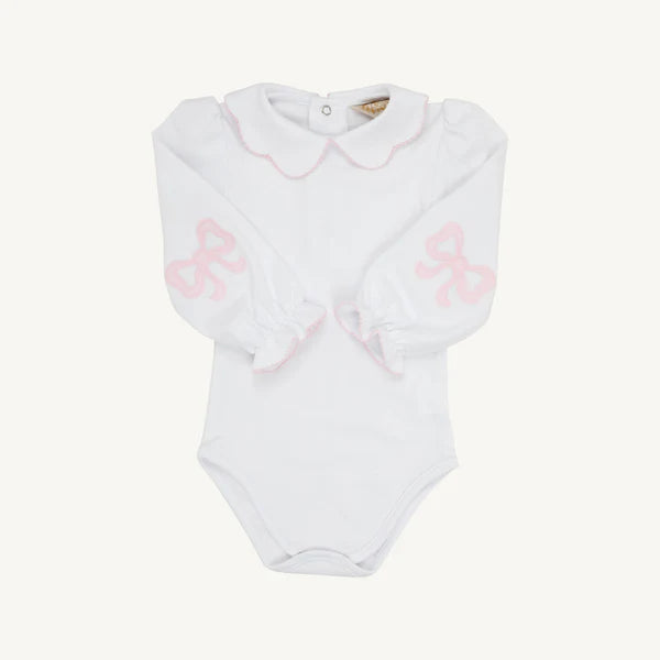 Emma's Elbow Patch Onesie - White & Pink