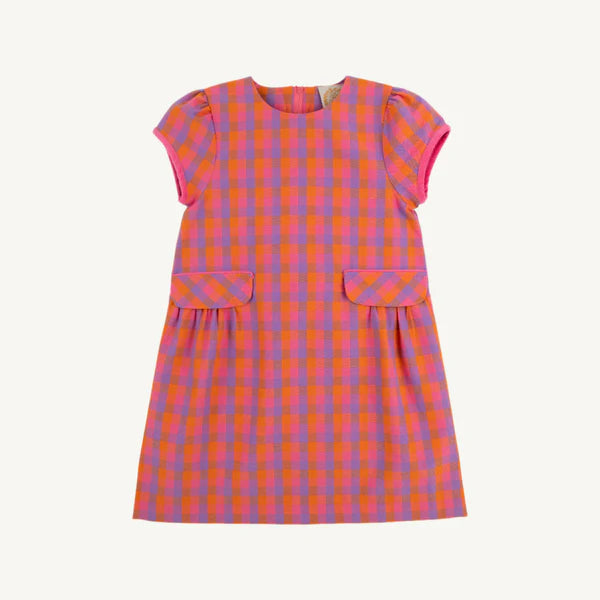 Betts Bows Dress - Autumn Punch Plaid/ Rose