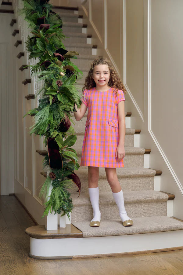 Betts Bows Dress - Autumn Punch Plaid/ Rose