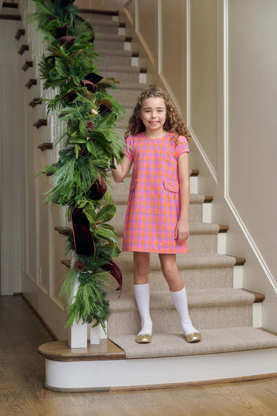 Betts Bows Dress - Autumn Punch Plaid/ Rose