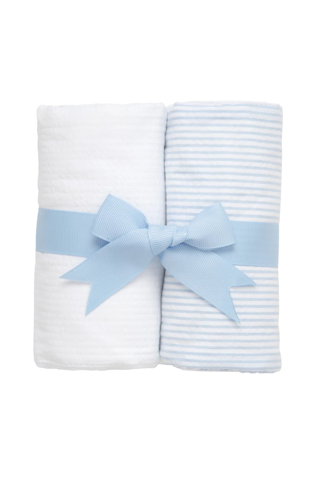 Set of Two Burps- Blue & White Seersucker Stripe