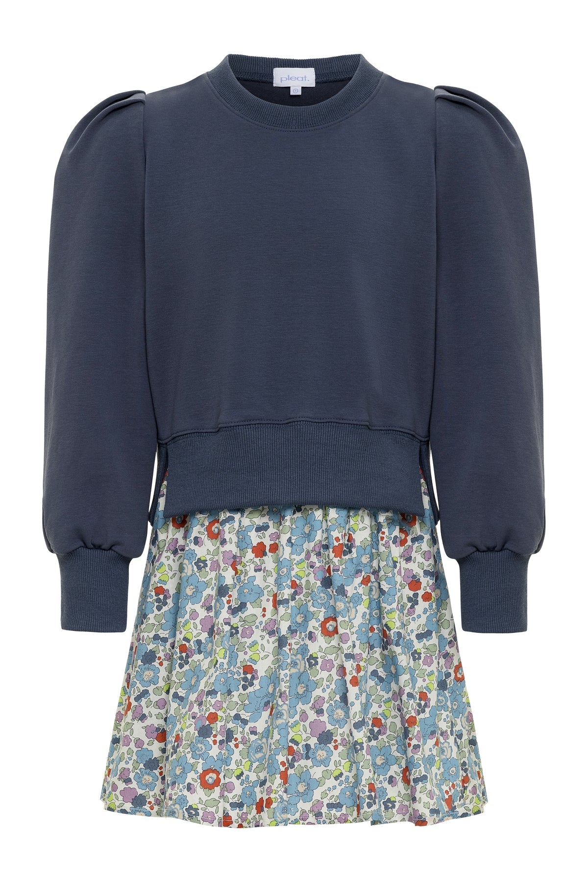 Clara Combo Dress - Slate Blue