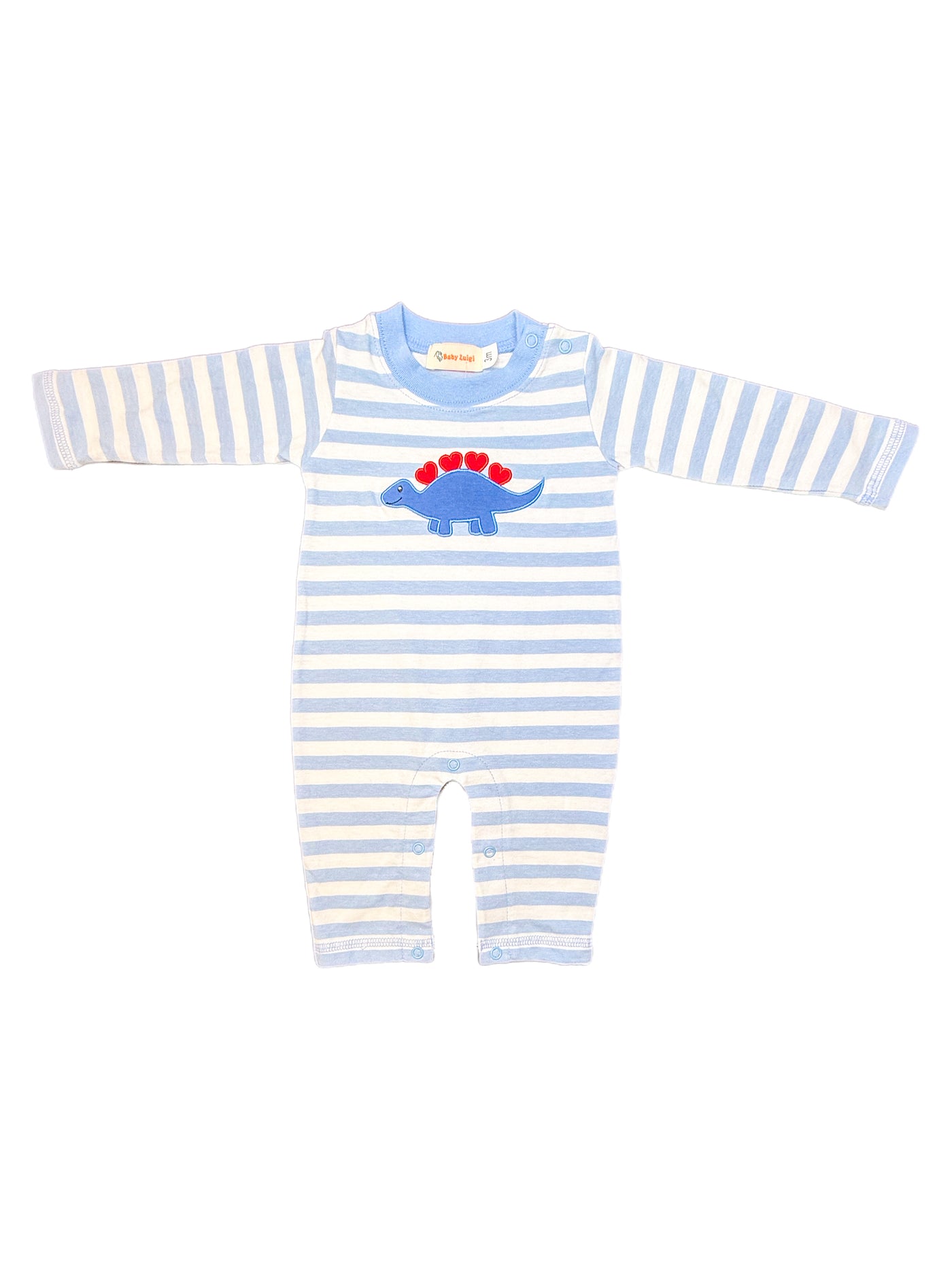 Luigi L/S Stripe Heart Stegosaurus Romper