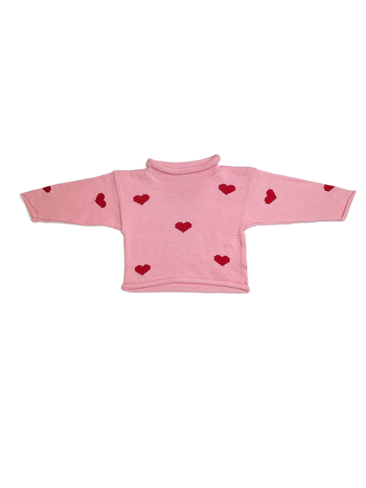 Luigi Rollneck Hearts Pink Sweater